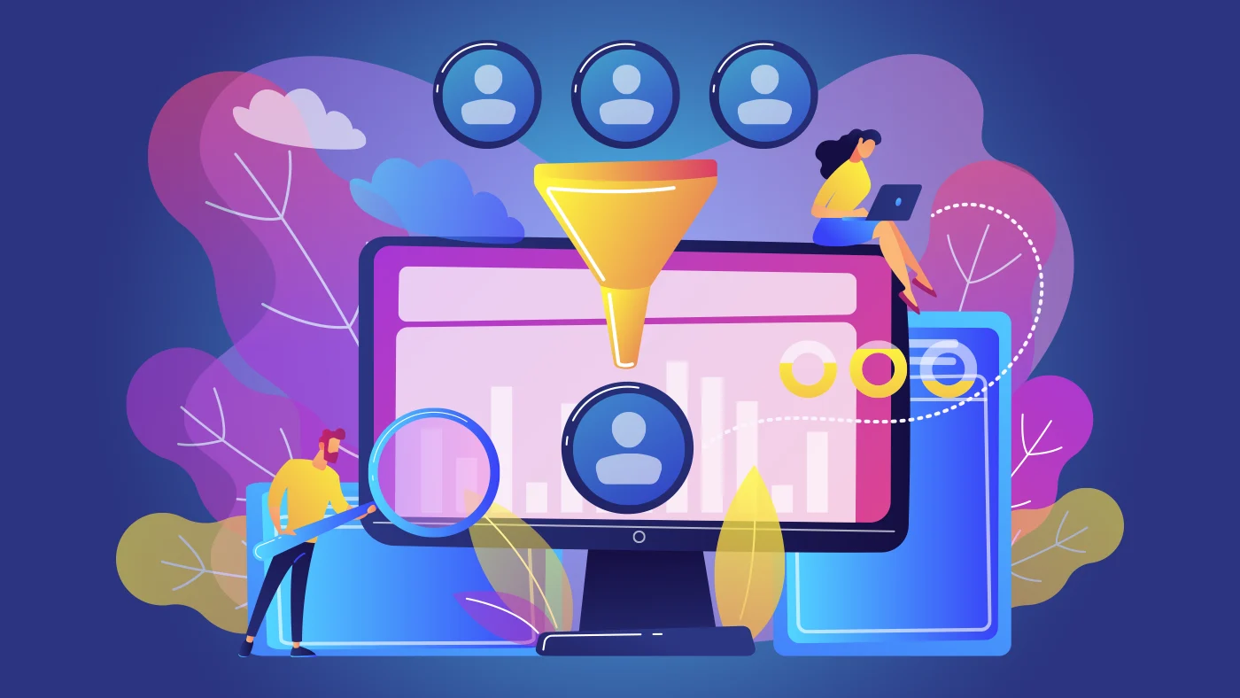 Embudo de ventas digital, optimización de leads y análisis de datos.